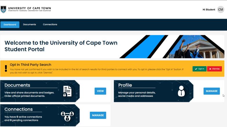 DC student portal landing