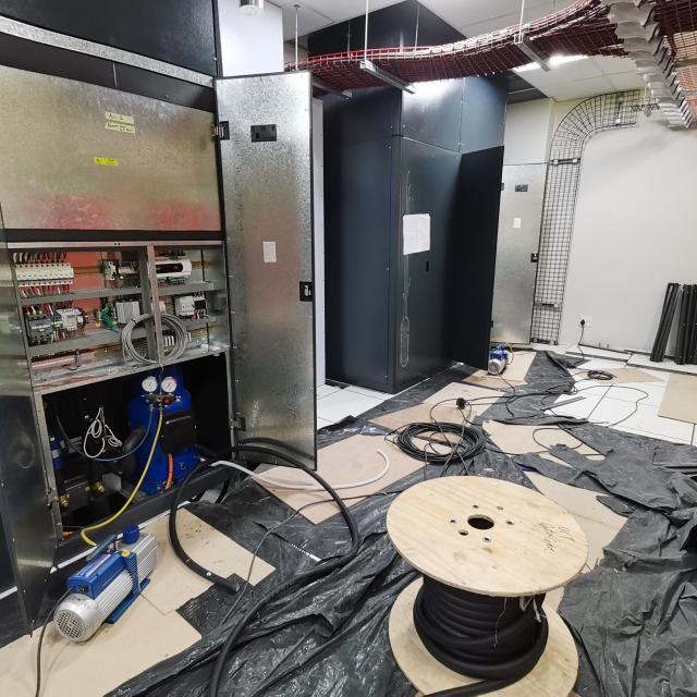 Heating, ventilation, and air conditioning (HVAC) work underway