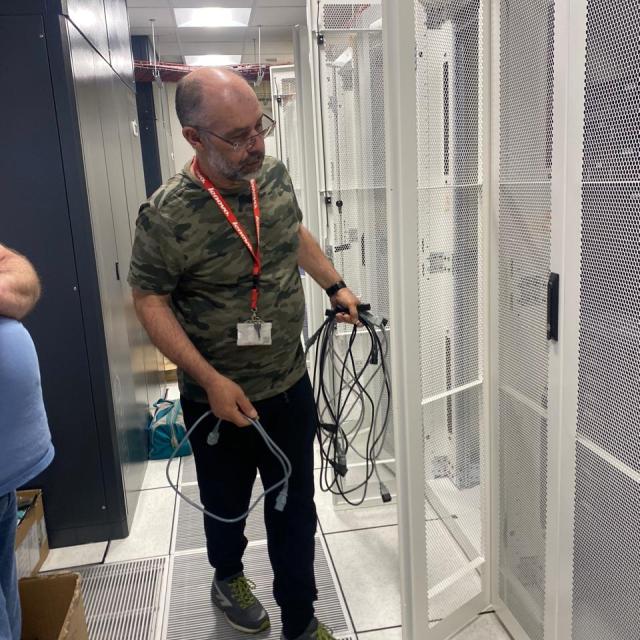 Working on power to one of the cabinets